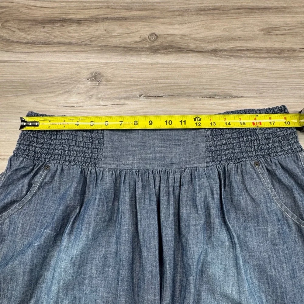 Lucky Brand Womens Denim Mini Skirt Blue Smocked Waist Cotton XL 7W40340 - Picture 2 of 8